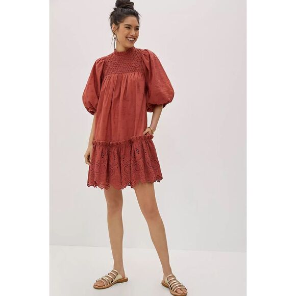 Anthropologie- Lillian Puff-Sleeved Mini Dress - Picture 2 of 6